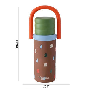 Little Surprise Box Brown 3Stripes Lid Series, Stainless Steel Kids Water Bottle , 500ml - Water Bottle