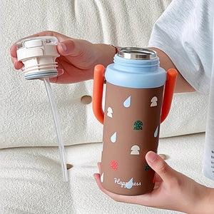 Little Surprise Box Brown 3Stripes Lid Series, Stainless Steel Kids Water Bottle , 500ml - Water Bottle