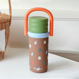 Little Surprise Box Brown 3Stripes Lid Series, Stainless Steel Kids Water Bottle , 500ml - Water Bottle