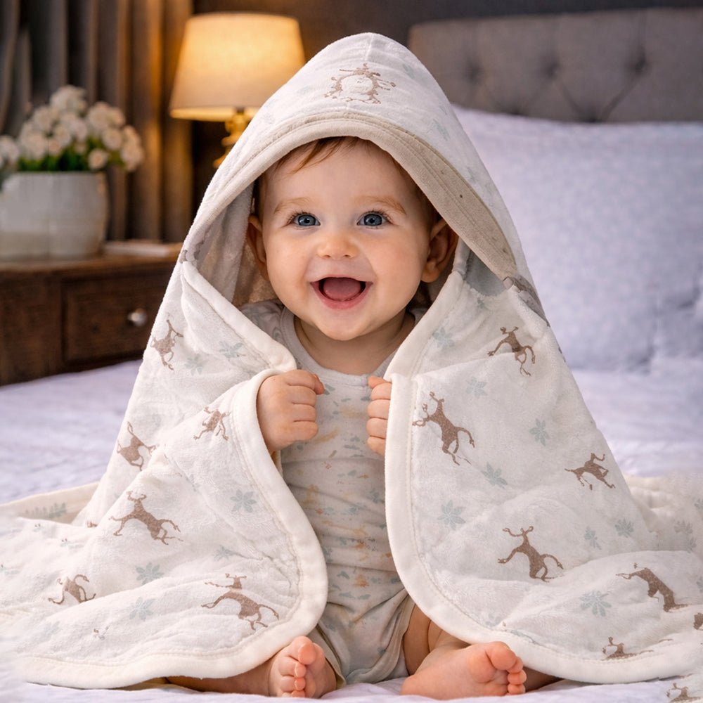 Little Surprise Box Brown Deer Hooded Newborn Winter Wrapper - Baby Blanket