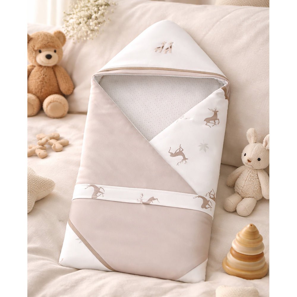 Little Surprise Box Brown Deer Hooded Newborn Winter Wrapper - Baby Blanket