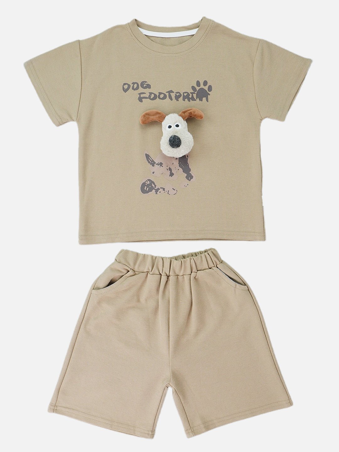 Little Surprise Box, Brown Doggy Paw 2pcs Shorts set for Toddlers and Kids - LSB - 2PCS - BRWNDOGPAWSHORTS - 2 - 3Y