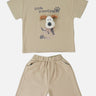 Little Surprise Box, Brown Doggy Paw 2pcs Shorts set for Toddlers and Kids - LSB - 2PCS - BRWNDOGPAWSHORTS - 2 - 3Y
