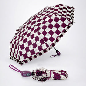 Little Surprise Box Brown Frills Checks Umbrella | The Mom Store - Monsoon Wear