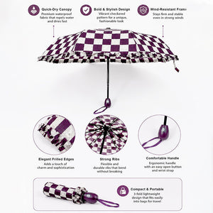 Little Surprise Box Brown Frills Checks Umbrella | The Mom Store - Monsoon Wear