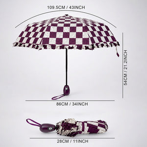Little Surprise Box Brown Frills Checks Umbrella | The Mom Store - Monsoon Wear