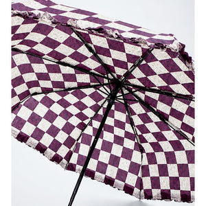 Little Surprise Box Brown Frills Checks Umbrella | The Mom Store - Monsoon Wear
