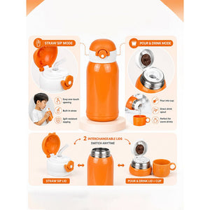 Little Surprise Box Brown Horse Stainless Steel Water Bottle & Thermos Flask | The Mom Store - Orange Water Bottle