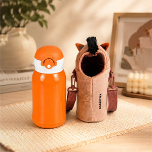 Little Surprise Box Brown Horse Stainless Steel Water Bottle & Thermos Flask | The Mom Store - Orange Water Bottle