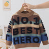 Little Surprise Box Brown No 1 Hero themed Knitted Warmer Cardigan Sweater for Kids - LSB - CARDI - BRWNO1HERO - 3 - 4Y