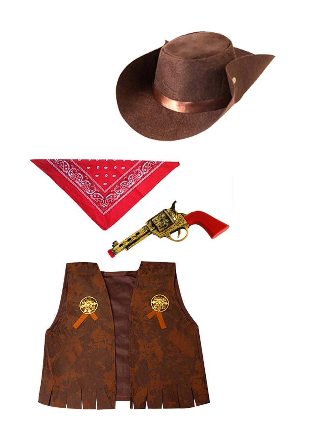 Little Surprise Box, Brown Patch Cowboy, Kids Halloween Costume Fancy Dress Up - LSB - HWC - BRWNCOWBOY - 7 - 9Y