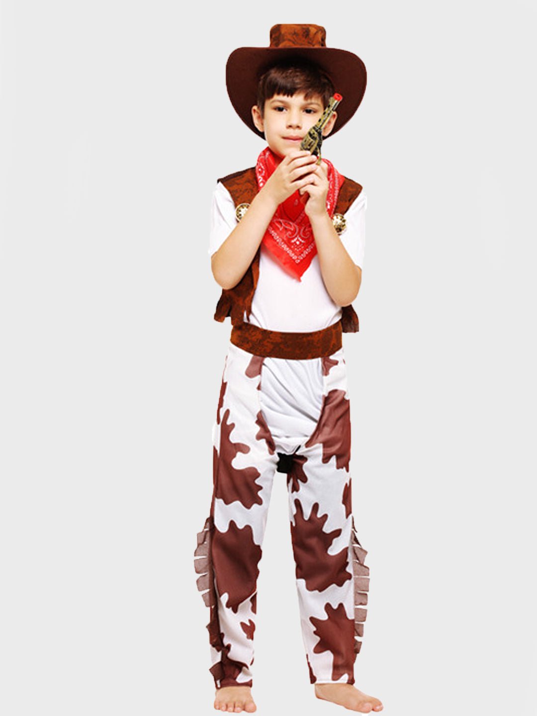 Little Surprise Box, Brown Patch Cowboy, Kids Halloween Costume Fancy Dress Up - LSB - HWC - BRWNCOWBOY - 7 - 9Y