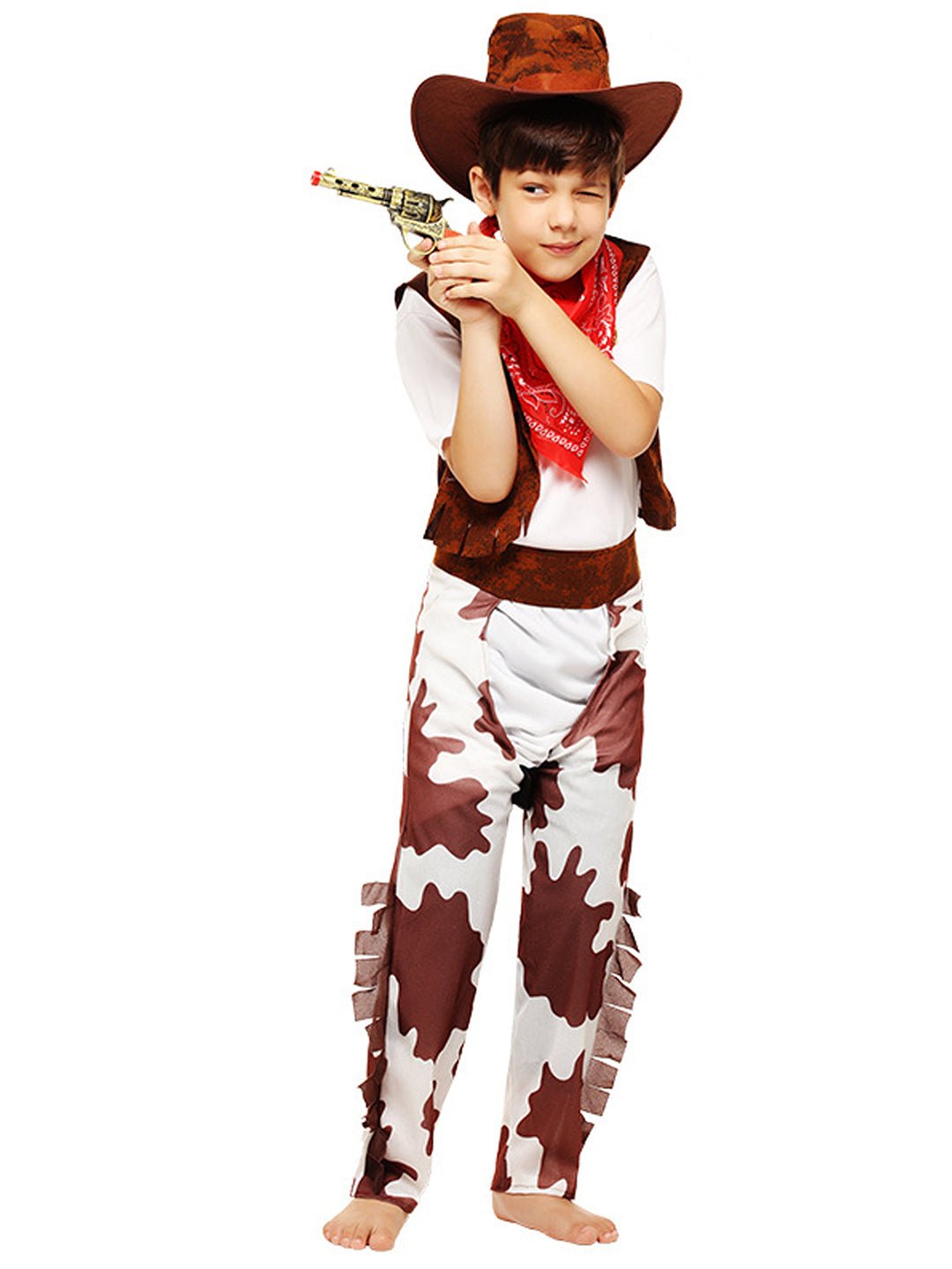 Little Surprise Box, Brown Patch Cowboy, Kids Halloween Costume Fancy Dress Up - LSB - HWC - BRWNCOWBOY - 7 - 9Y