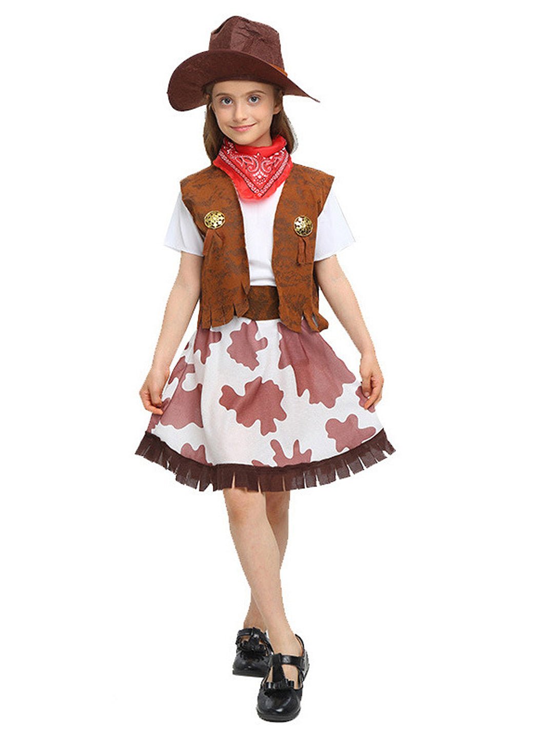 Little Surprise Box, Brown Patch Cowgirl , Kids Halloween Costume Fancy Dress Up - LSB - HWC - BRWNCOWGIRL - 7 - 8Y