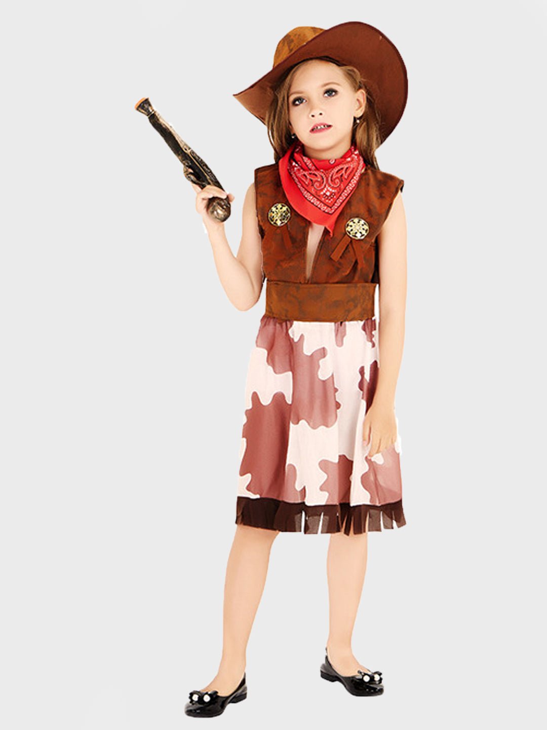 Little Surprise Box, Brown Patch Cowgirl , Kids Halloween Costume Fancy Dress Up - LSB - HWC - BRWNCOWGIRL - 7 - 8Y