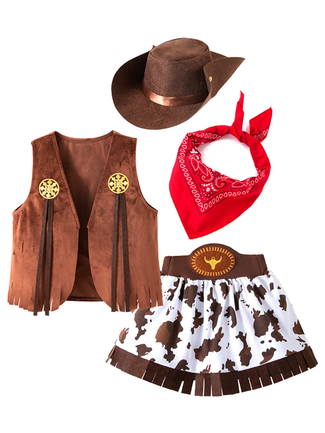 Little Surprise Box, Brown Patch Cowgirl , Kids Halloween Costume Fancy Dress Up - LSB - HWC - BRWNCOWGIRL - 7 - 8Y