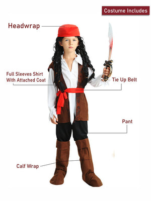 Little Surprise Box, Brown Pirate, kids Halloween costume fancy dress up - LSB - HWC - BRWNPIRATE - 7 - 8Y