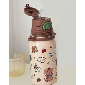 Little Surprise Box Brown Teddy Stainless Steel Kids Water Bottle 500ml - Water Bottle