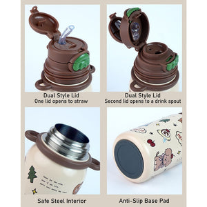 Little Surprise Box Brown Teddy Stainless Steel Kids Water Bottle 500ml - Water Bottle