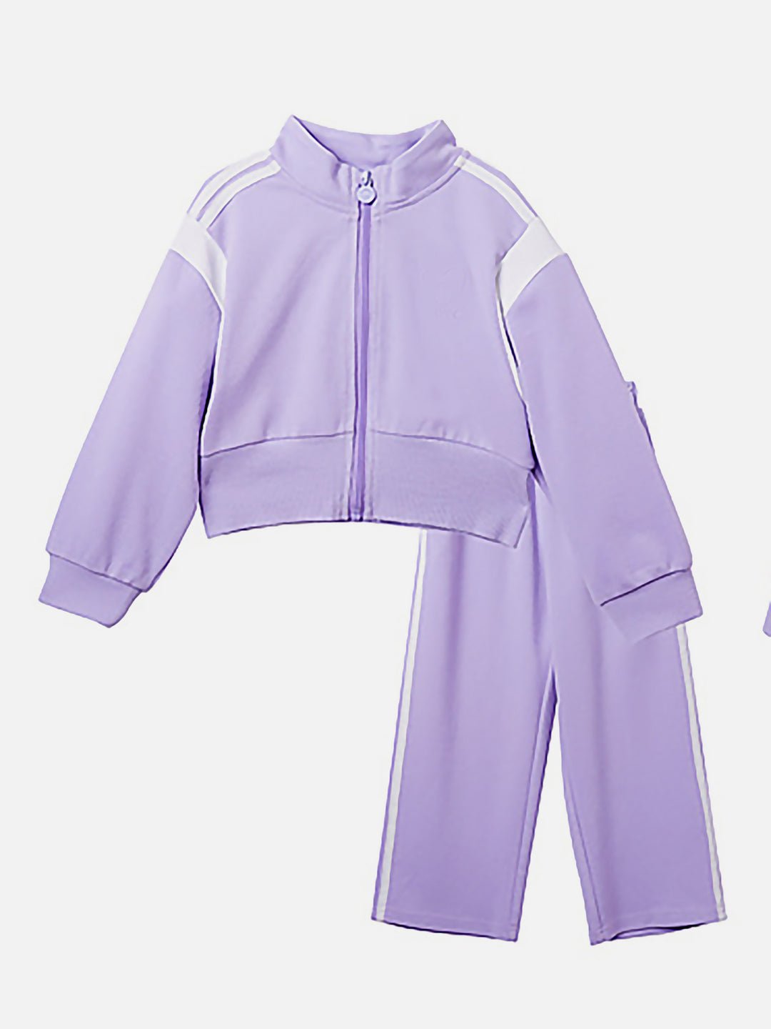 Little Surprise Box, Casual Lilac & White Stripes 2Pcs Track Suit Set For Kids & Tweens - LSB - 2PCS - LILACWT - TRCKS - 5 - 6Y
