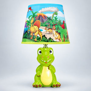 Little Surprise Box, ceramic Dino side Bed Table Lamp, Kids Room Decor - Green Room Decor