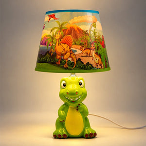 Little Surprise Box, ceramic Dino side Bed Table Lamp, Kids Room Decor - Green Room Decor