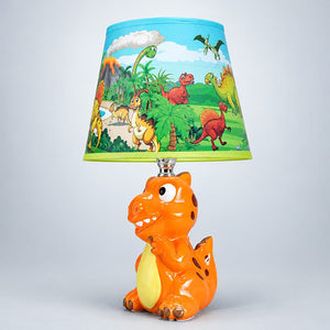 Little Surprise Box, ceramic Dino side Bed Table Lamp, Kids Room Decor - Orange Room Decor