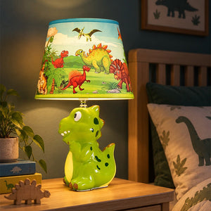 Little Surprise Box, ceramic Dino side Bed Table Lamp, Kids Room Decor - Green Room Decor