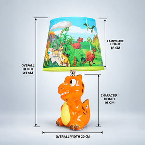 Little Surprise Box, ceramic Dino side Bed Table Lamp, Kids Room Decor - Orange Room Decor