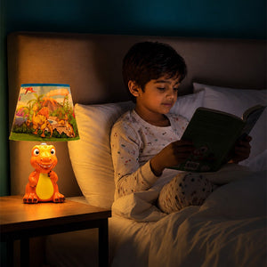 Little Surprise Box, ceramic Dino side Bed Table Lamp, Kids Room Decor - Orange Room Decor