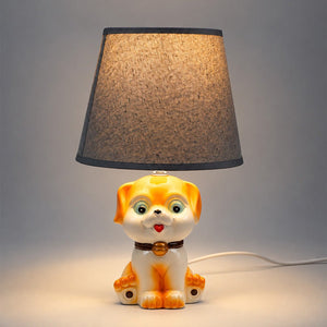Little Surprise Box, ceramic Dog side Bed Table Lamp, Kids Room Decor - Brown Room Decor