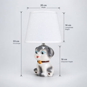 Little Surprise Box, ceramic Dog side Bed Table Lamp, Kids Room Decor - Grey Room Decor