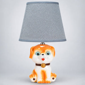 Little Surprise Box, ceramic Dog side Bed Table Lamp, Kids Room Decor - Brown Room Decor