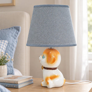 Little Surprise Box, ceramic Dog side Bed Table Lamp, Kids Room Decor - Brown Room Decor