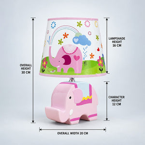 Little Surprise Box, Ceramic Elephant side Bed Table Lamp, Kids Room Decor - PINK Room Decor