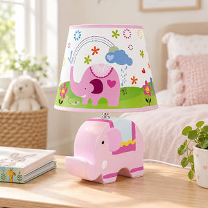 Little Surprise Box, Ceramic Elephant side Bed Table Lamp, Kids Room Decor - PINK Room Decor