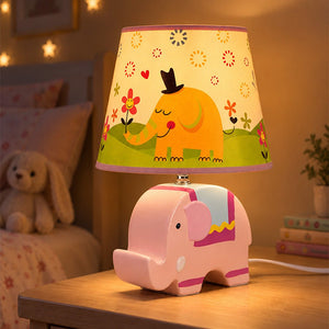 Little Surprise Box, Ceramic Elephant side Bed Table Lamp, Kids Room Decor - PINK Room Decor