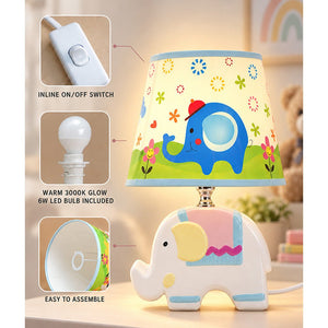 Little Surprise Box, Ceramic Elephant side Bed Table Lamp, Kids Room Decor - BLUE Room Decor