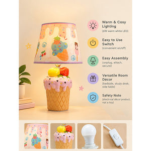 Little Surprise Box, ceramic Ice Cream Table side Bed Table Lamp, Kids Room Decor - PINK Room Decor