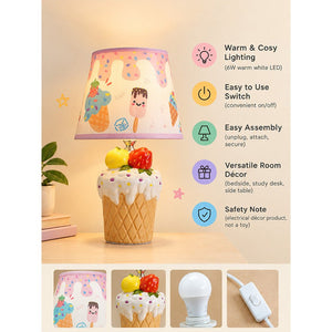 Little Surprise Box, ceramic Ice Cream Table side Bed Table Lamp, Kids Room Decor - White Room Decor