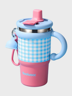 Little Surprise Box Checkered Stainless Steel Tumbler for Kids and Adults, 550ml - LSB - WB - PNKBLU - CHECKS