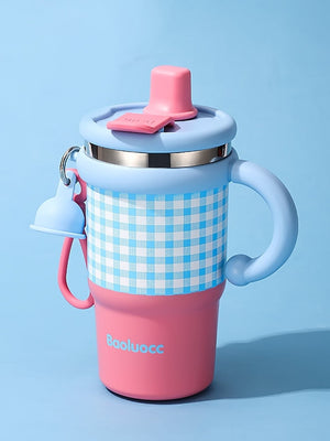 Little Surprise Box Checkered Stainless Steel Tumbler for Kids and Adults, 550ml - LSB - WB - PNKBLU - CHECKS
