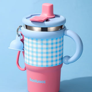 Little Surprise Box Checkered Stainless Steel Tumbler for Kids and Adults, 550ml - LSB - WB - PNKBLU - CHECKS