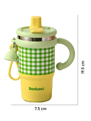 Little Surprise Box Checkered Stainless Steel Tumbler for Kids and Adults, 550ml - LSB - WB - YELWGRN - CHECKS