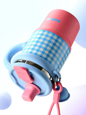 Little Surprise Box Checkered Stainless Steel Tumbler for Kids and Adults, 550ml - LSB - WB - PNKBLU - CHECKS