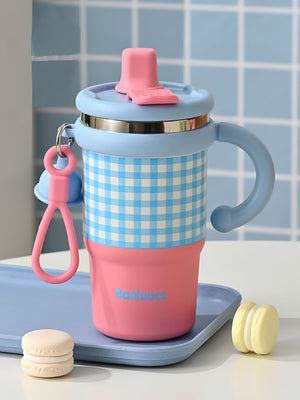 Little Surprise Box Checkered Stainless Steel Tumbler for Kids and Adults, 550ml - LSB - WB - PNKBLU - CHECKS