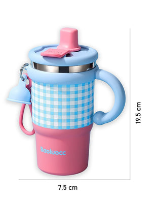 Little Surprise Box Checkered Stainless Steel Tumbler for Kids and Adults, 550ml - LSB - WB - PNKBLU - CHECKS