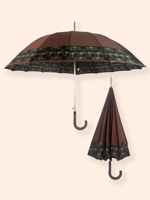 Little Surprise Box Checks Large Canopy Size Umbrella for Adults - LSB - UM - BRWN - CHECKS