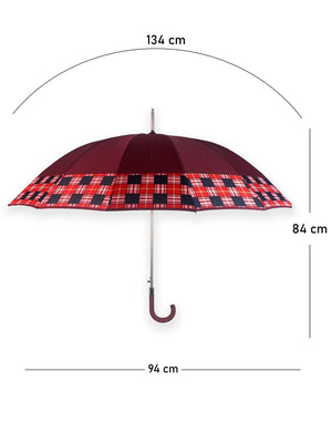 Little Surprise Box Checks Large Canopy Size Umbrella for Adults - LSB - UM - BRWN - CHECKS