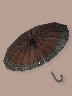 Little Surprise Box Checks Large Canopy Size Umbrella for Adults - LSB - UM - BRWN - CHECKS